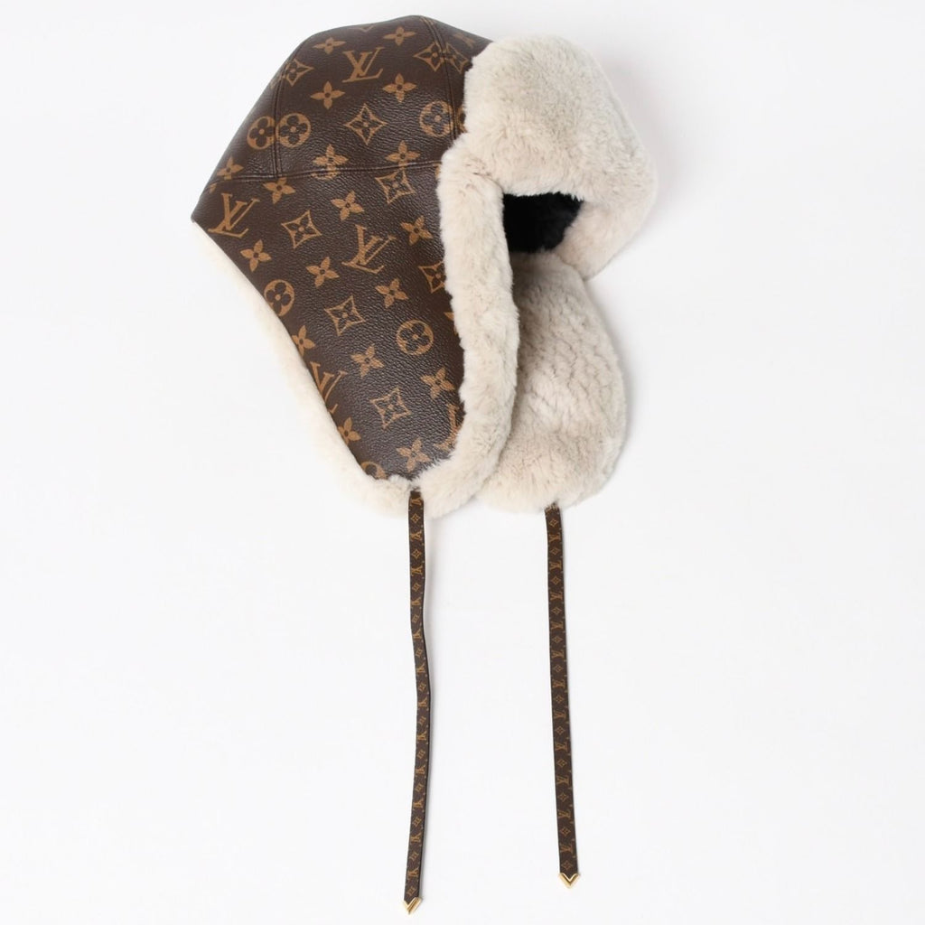 Louis Vuitton Flight Cap Pilot Cap Brown Beaver Hat — view 2