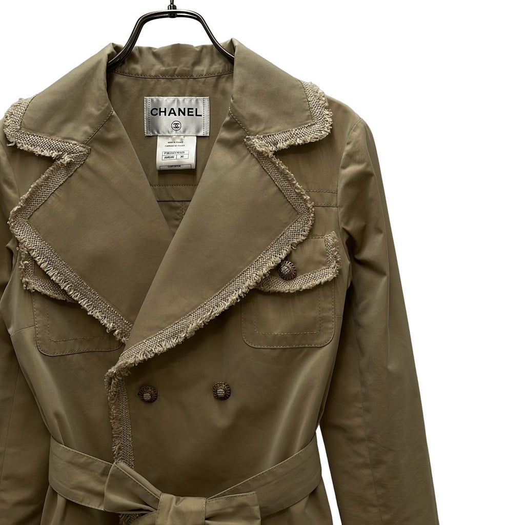 Chanel CC Logo Double Spring Coat 36 Beige — view 2
