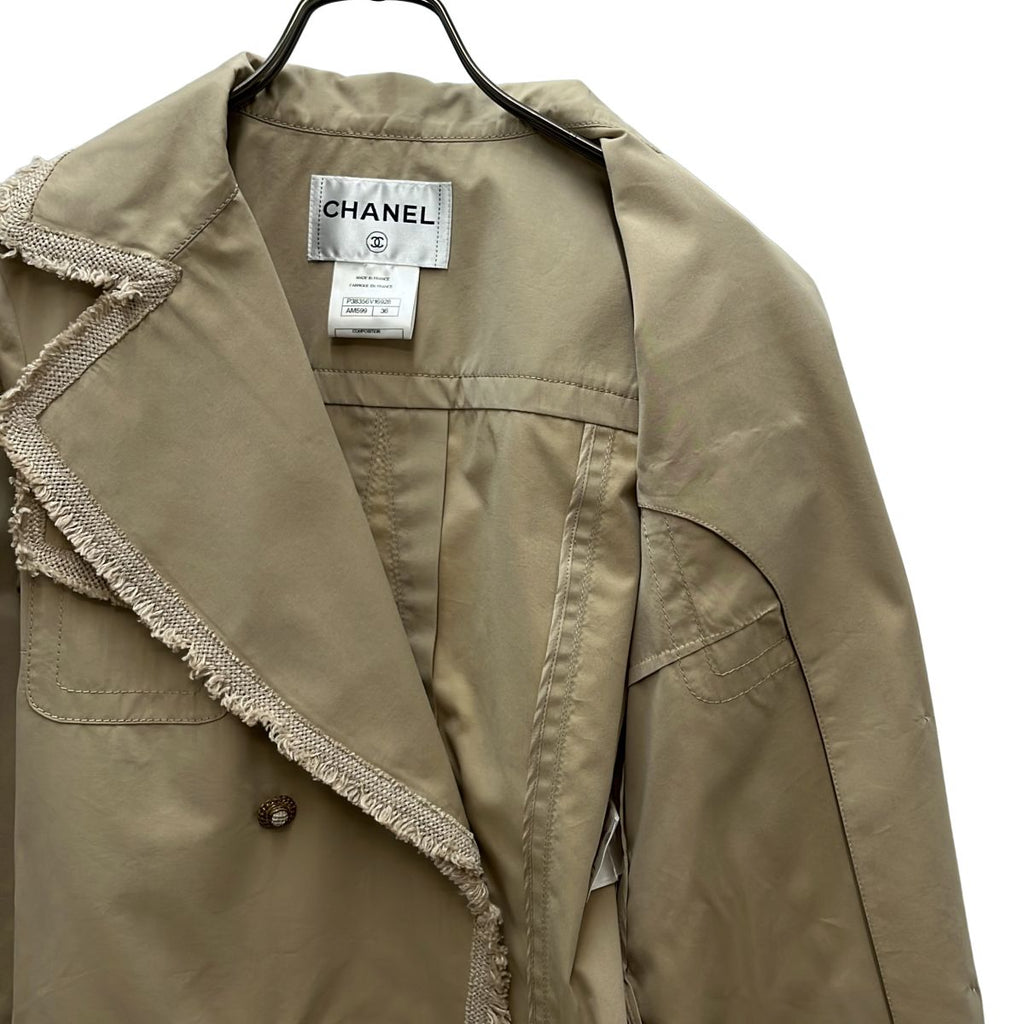 Chanel CC Logo Double Spring Coat 36 Beige — view 6