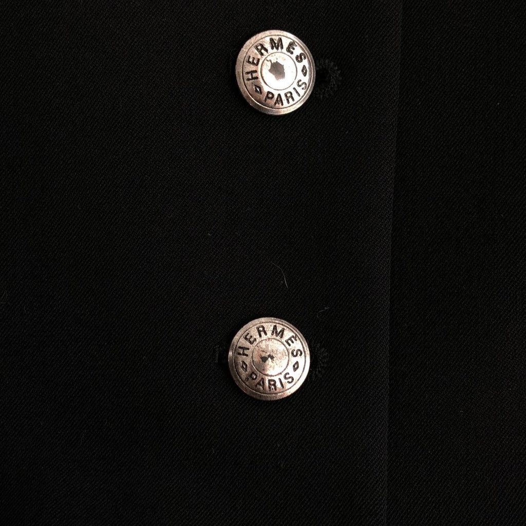 Hermes Wool Logo Metal Button Single Breasted Jacket Fully Lined 40 Black — view 7