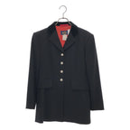 Hermes Wool Logo Metal Button Single Breasted Jacket Fully Lined 40 Black