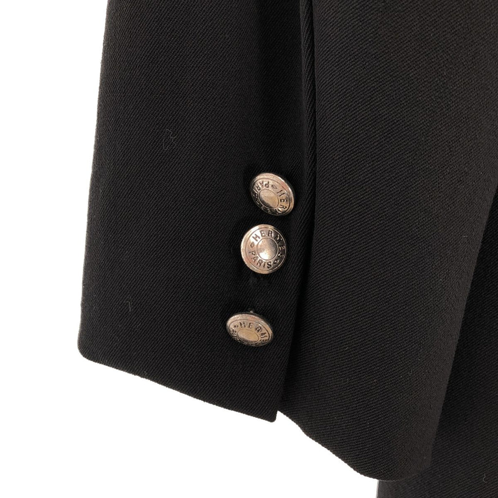 Hermes Wool Logo Metal Button Single Breasted Jacket Fully Lined 40 Black — view 6