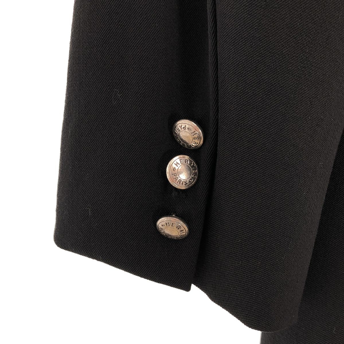 Hermes Wool Logo Metal Button Single Breasted Jacket Fully Lined 40 Black — view 6