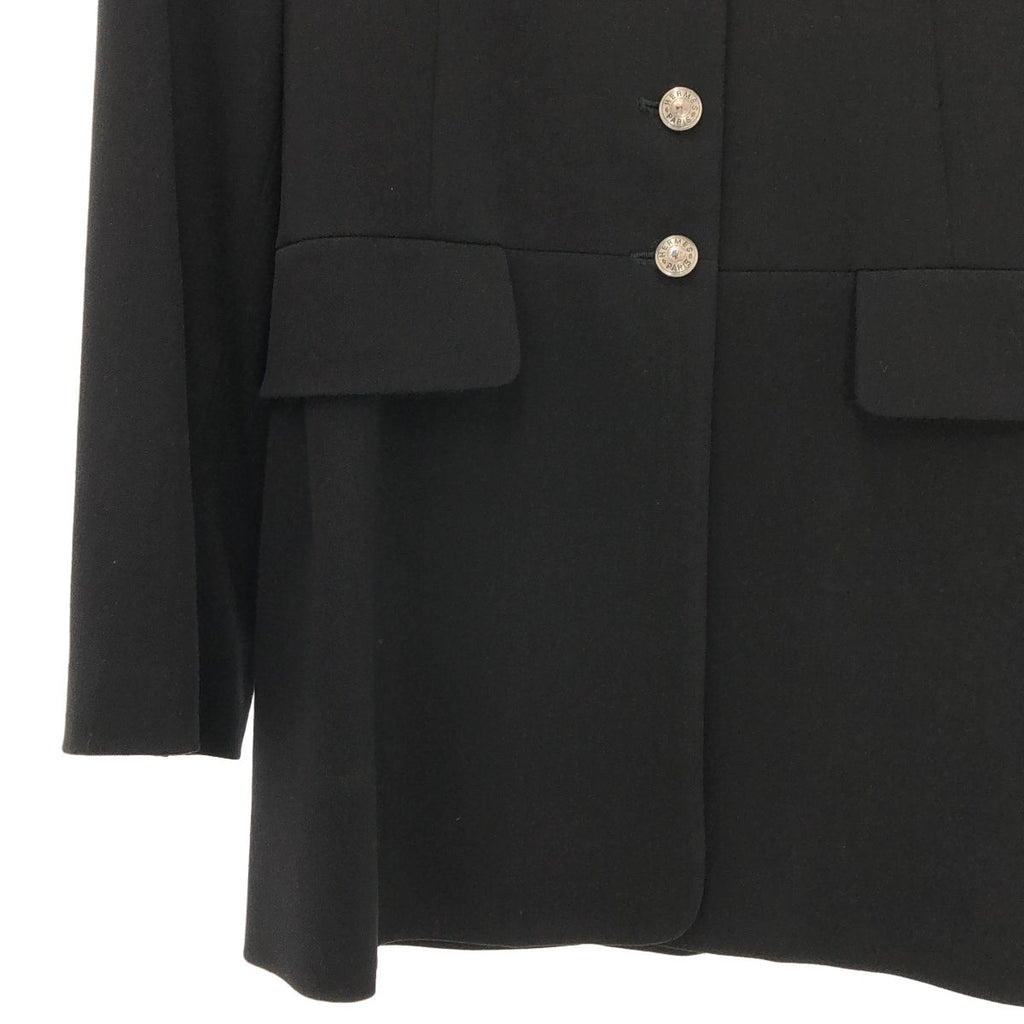 Hermes Wool Logo Metal Button Single Breasted Jacket Fully Lined 40 Black — view 3