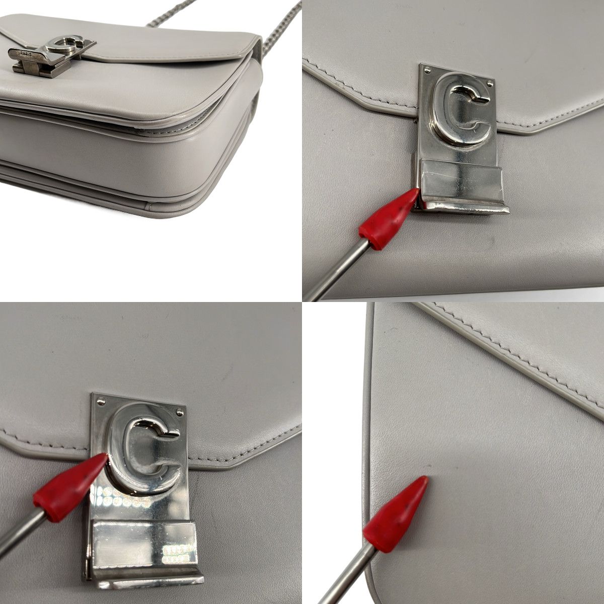 Celine C Motif Chain Shoulder Bag Gray — view 6