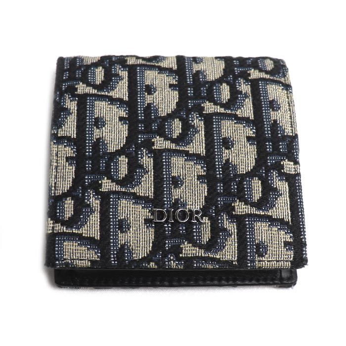 Dior Oblique Coin Case Beige Navy