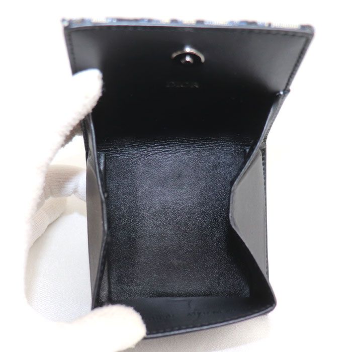 Dior Oblique Coin Case Beige Navy