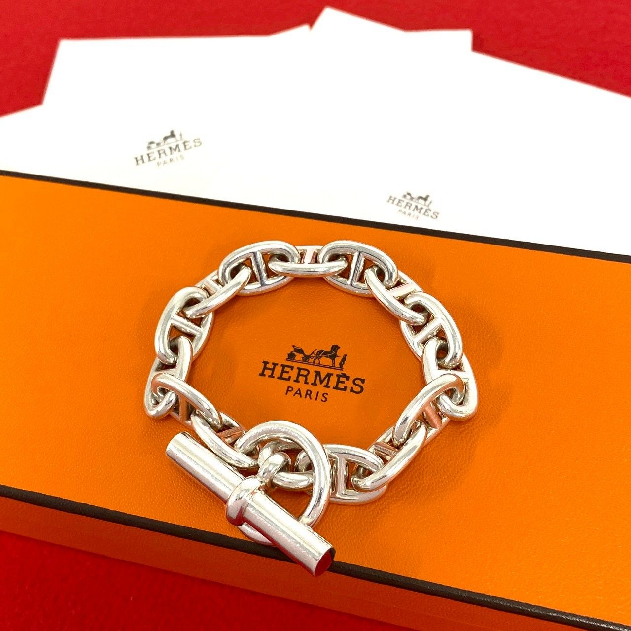 Hermes Chaine D'ancre MM Bracelet 925 Sterling Silver