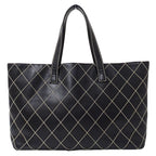 Chanel Wild Stitch Tote Leather Black Gold Shoulder Bag Large — view 2