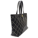 Chanel Wild Stitch Tote Leather Black Gold Shoulder Bag Large — view 4