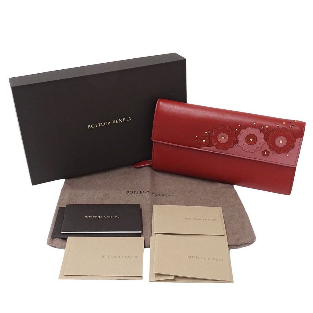 Bottega Veneta Wallet Leather Red Pink Flower — view 6