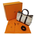 Hermes Tote Shoulder Bag 2-Way Garden Party TPM Toile Ash Brown Silver — view 8