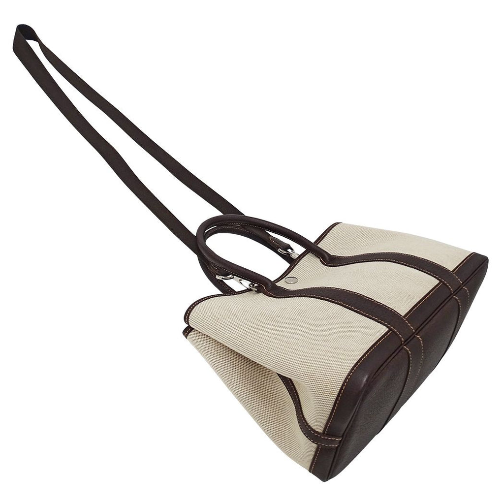 Hermes Tote Shoulder Bag 2-Way Garden Party TPM Toile Ash Brown Silver — view 4