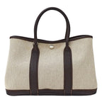Hermes Tote Shoulder Bag 2-Way Garden Party TPM Toile Ash Brown Silver — view 2