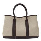 Hermes Tote Shoulder Bag 2-Way Garden Party TPM Toile Ash Brown Silver