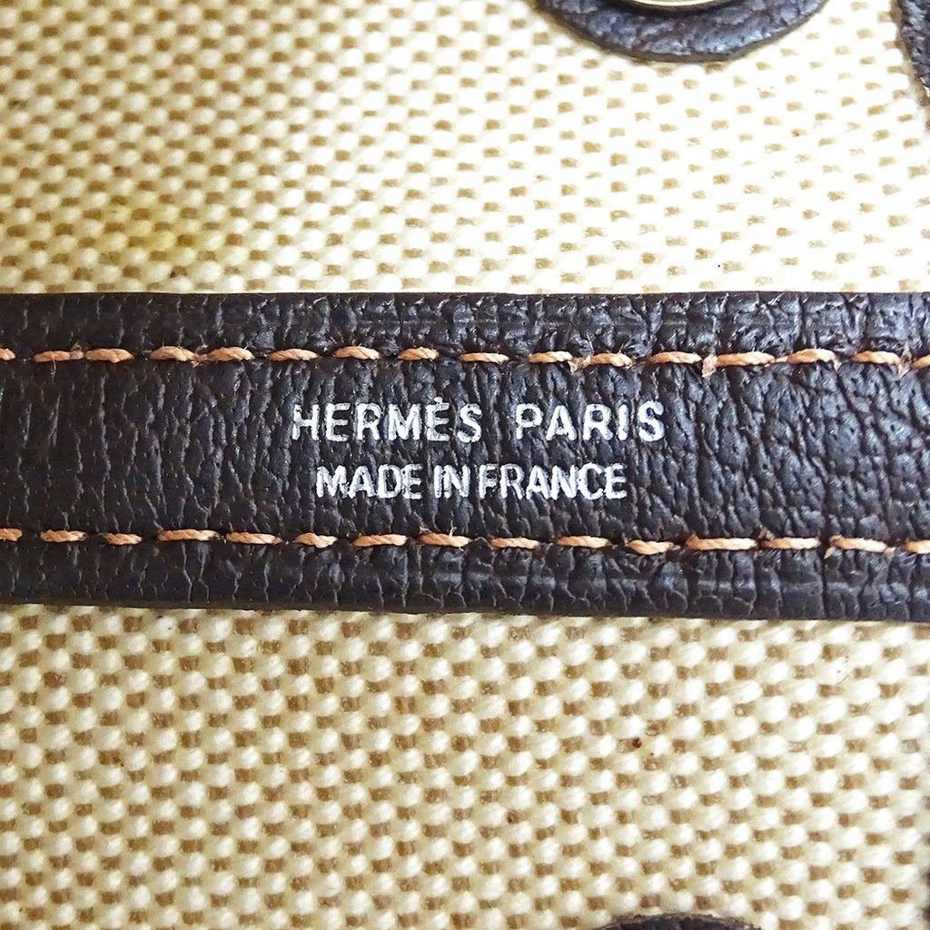 Hermes Tote Shoulder Bag 2-Way Garden Party TPM Toile Ash Brown Silver — view 6
