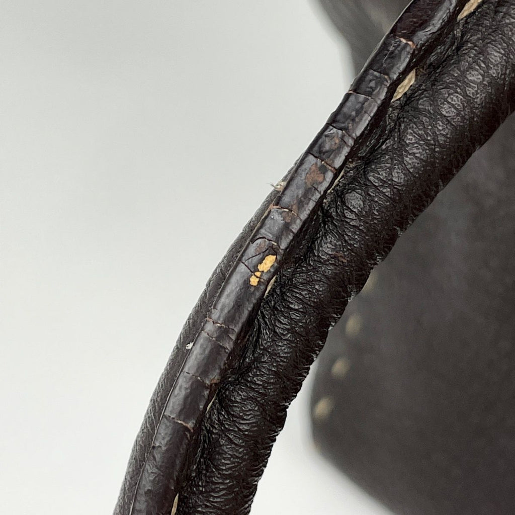 Fendi Selleria Linda Handbag Logo Stitch Leather Brown — view 5