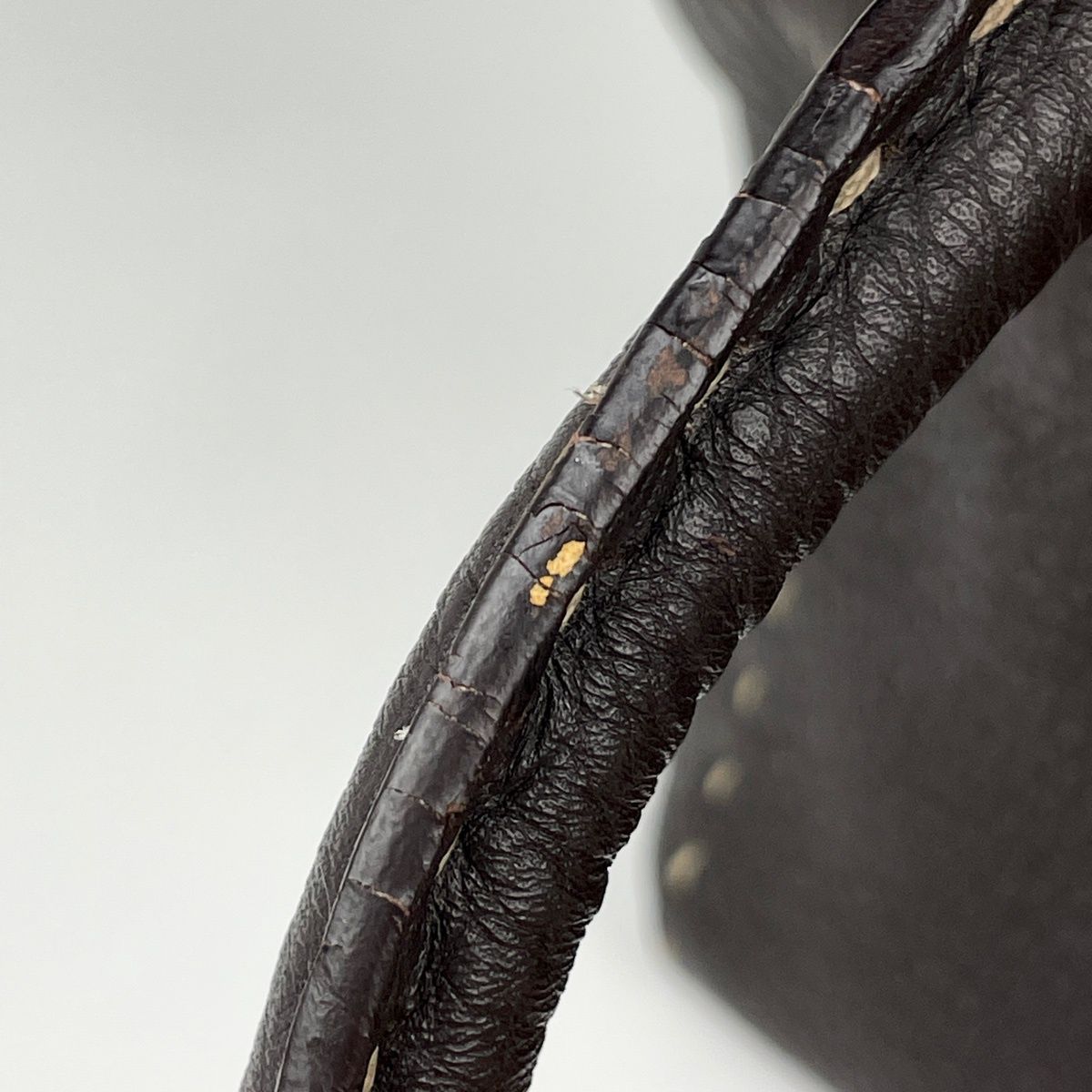 Fendi Selleria Linda Handbag Logo Stitch Leather Brown — view 5