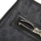 Gucci GG Supreme Sherry Line Crossbody Shoulder Bag Black Leather