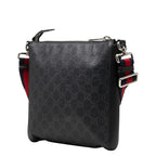 Gucci GG Supreme Sherry Line Crossbody Shoulder Bag Black Leather
