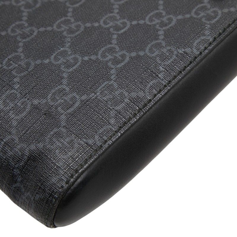 Gucci GG Supreme Sherry Line Crossbody Shoulder Bag Black Leather