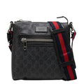 Gucci GG Supreme Sherry Line Crossbody Shoulder Bag Black Leather