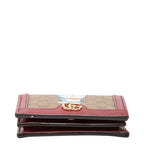Gucci Mini GG Supreme Doraemon Bifold Wallet Beige Wine Red Leather