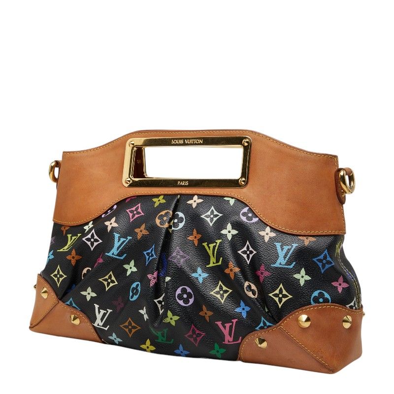 Louis Vuitton Monogram Multicolor Judy MM Chain Shoulder Bag 2-Way Black Leather