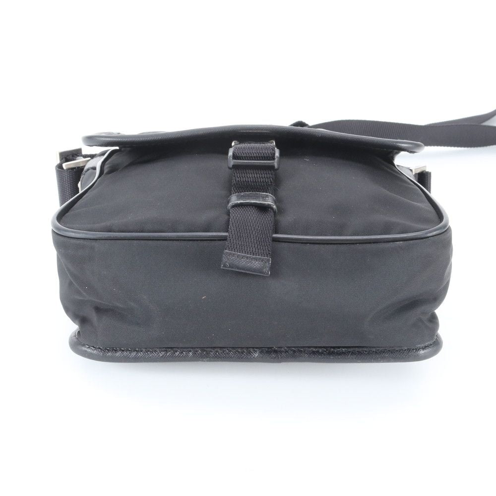 Prada Tessuto Nylon Triangle Logo Leather Shoulder Bag Crossbody Messenger — view 4