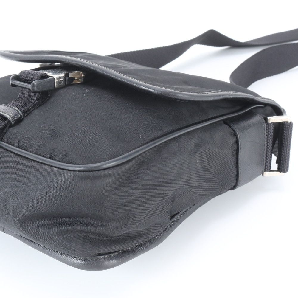 Prada Tessuto Nylon Triangle Logo Leather Shoulder Bag Crossbody Messenger — view 3