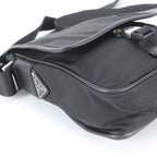 Prada Tessuto Nylon Triangle Logo Leather Shoulder Bag Crossbody Messenger — view 5