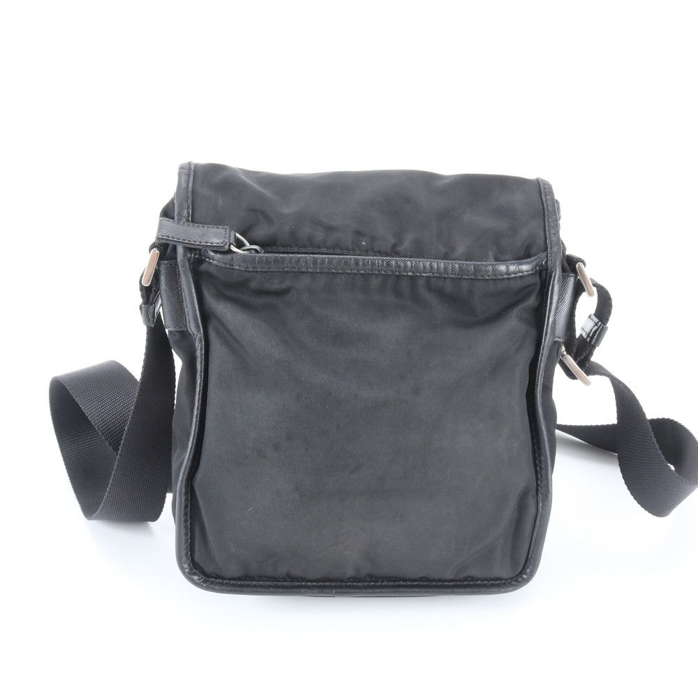 Prada Tessuto Nylon Triangle Logo Leather Shoulder Bag Crossbody Messenger — view 2