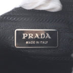 Prada Tessuto Nylon Triangle Logo Leather Shoulder Bag Crossbody Black — view 8