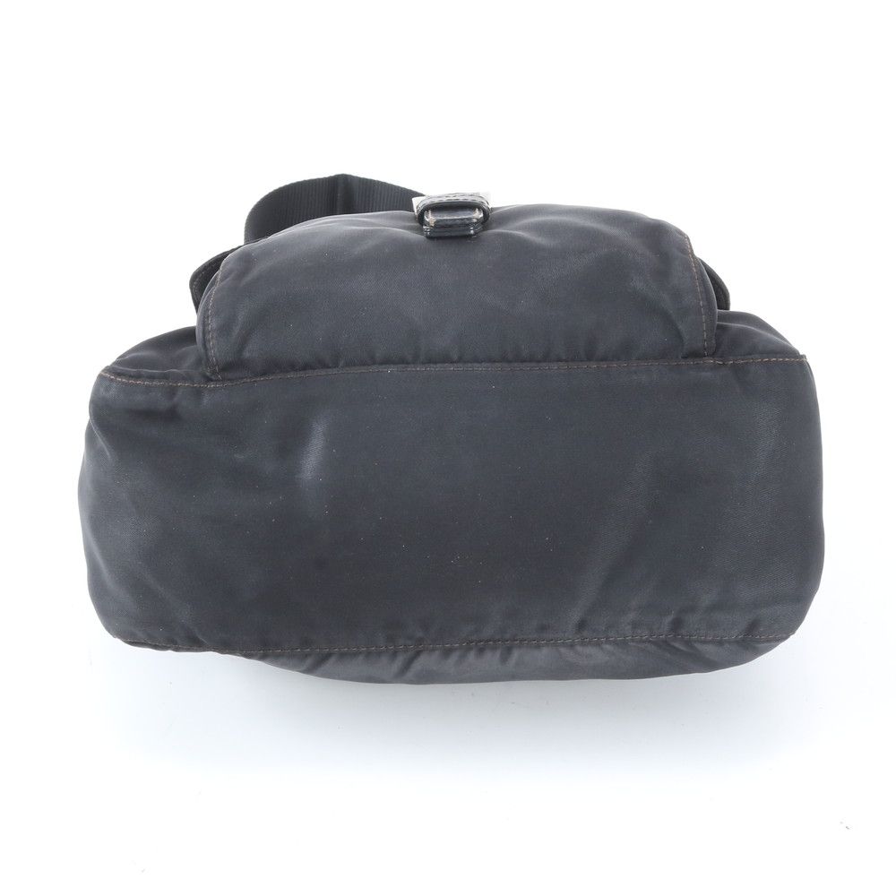 Prada Tessuto Nylon Triangle Logo Leather Shoulder Bag Crossbody Black — view 6