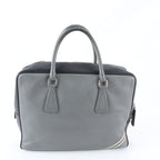 Prada Saffiano Leather Business Document Briefcase Tote Gray — view 3