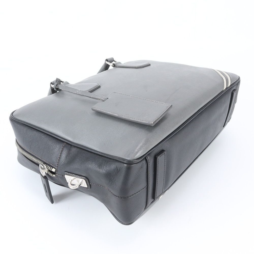 Prada Saffiano Leather Business Document Briefcase Tote Gray — view 4