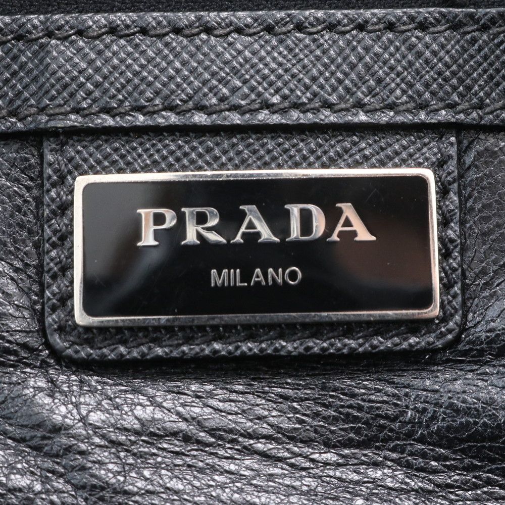 Prada Saffiano Leather Business Document Briefcase Tote Gray — view 8