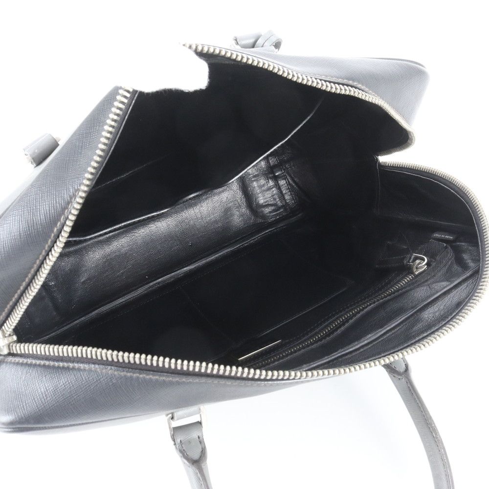 Prada Saffiano Leather Business Document Briefcase Tote Gray — view 7