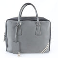 Prada Saffiano Leather Business Document Briefcase Tote Gray