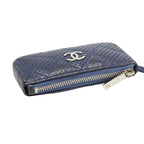 Chanel Quilted CC Logo Coin Purse Navy Leather