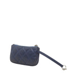 Chanel Quilted CC Logo Coin Purse Navy Leather