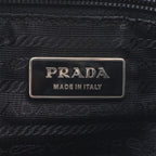 Prada Tessuto Nylon Triangle Logo Leather Shoulder Bag Crossbody Black — view 7