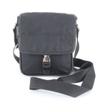 Prada Tessuto Nylon Triangle Logo Leather Shoulder Bag Crossbody Black