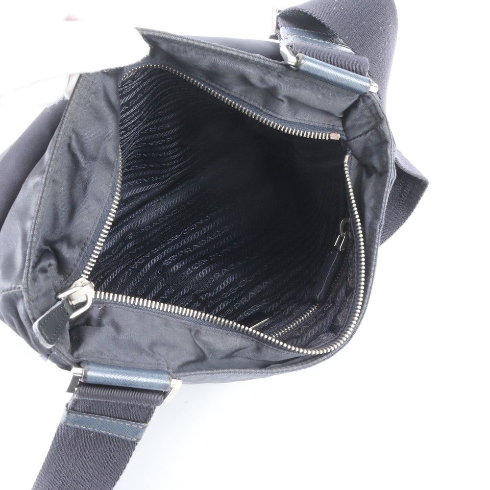 Prada Tessuto Nylon Leather Shoulder Bag Crossbody Messenger Business Navy — view 7