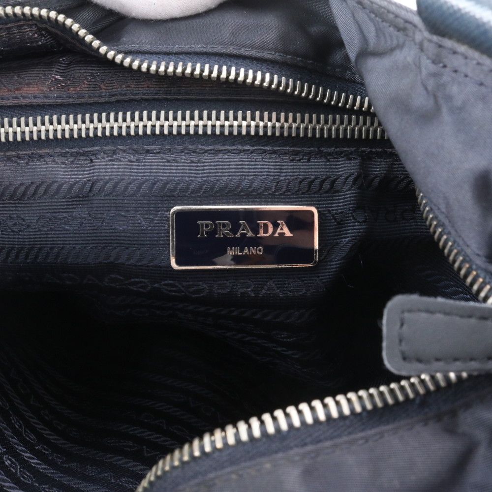 Prada Tessuto Nylon Leather Shoulder Bag Crossbody Messenger Business Navy — view 8