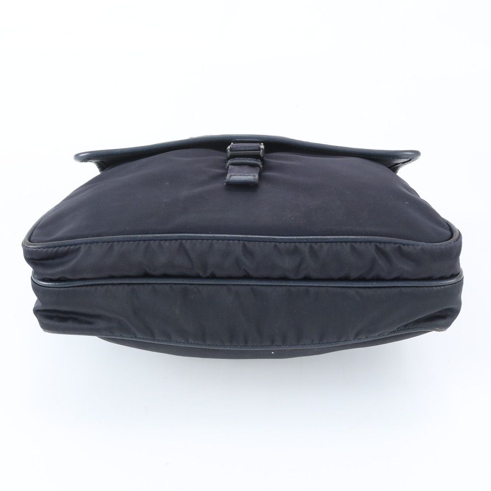 Prada Tessuto Nylon Leather Shoulder Bag Crossbody Messenger Business Navy — view 6
