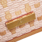 Louis Vuitton Dauphine Mini Crossbody Shoulder Bag Pink Beige Leather Straw