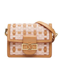 Louis Vuitton Dauphine Mini Crossbody Shoulder Bag Pink Beige Leather Straw