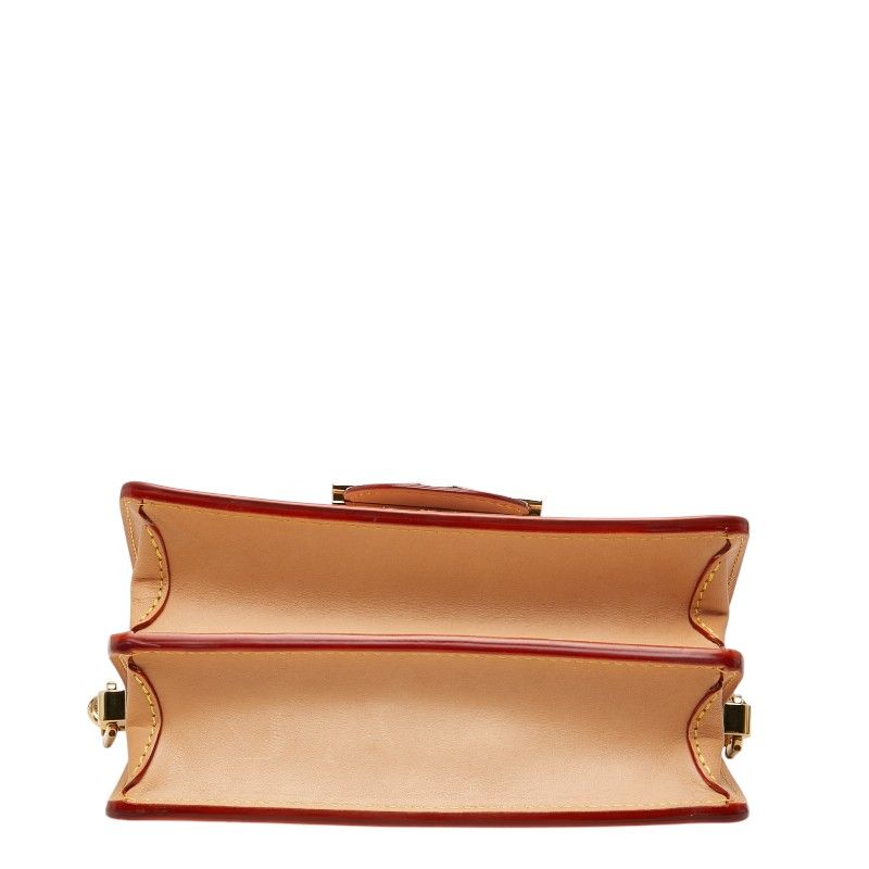 Louis Vuitton Dauphine Mini Crossbody Shoulder Bag Pink Beige Leather Straw
