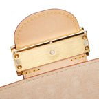Louis Vuitton Dauphine Mini Crossbody Shoulder Bag Pink Beige Leather Straw